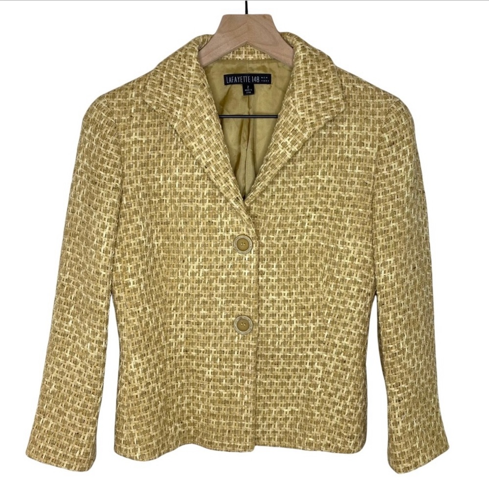 Lafayette 148 New York 2 Button Snap Front Blazer Size 2